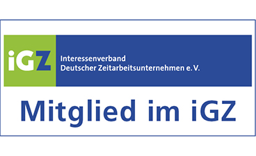 iZG – Interessenverband Deutscher Zeitarbeitsunternehmen e. V. Logo: iZG – Interessenverband Deutscher Zeitarbeitsunternehmen e.V. – 'Mitglied im iGZ'